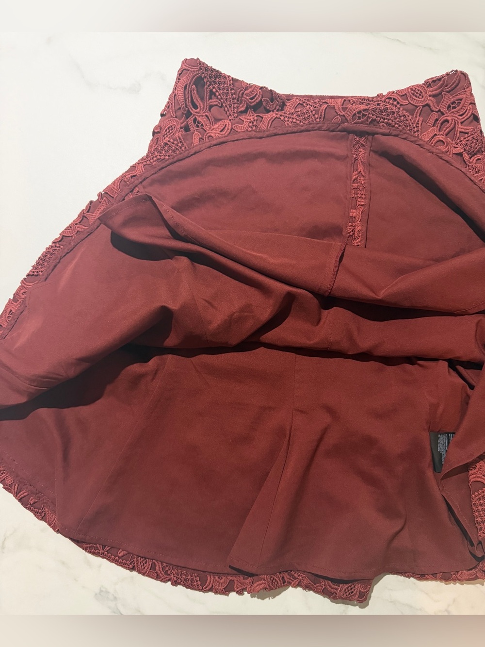 Club Monaco Wine Red Lace A-Line Skirt - Picture 4 of 5